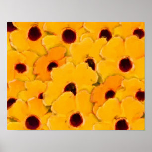 Abstract gele dagen, bloeiende foto's schilderen poster