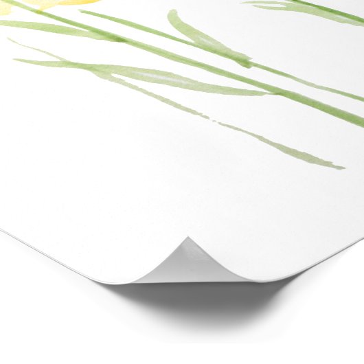 abstract gele gewone garnalenbloemen waterverf 1 poster (Hoek)