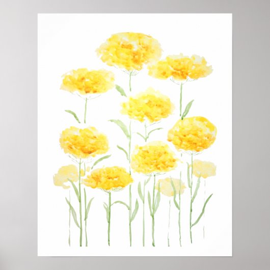 abstract gele gewone garnalenbloemen waterverf 1 poster (Voorkant)