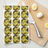 Abstract gele patroon theedoek (Quarter Fold)