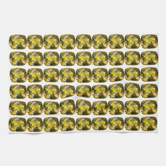 Abstract gele patroon theedoek (Horizontaal)