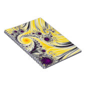 Abstract gele zilverkleurige fractale kunst notitieboek (Rechterzijde)