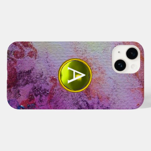 ABSTRACT GEM MONOGRAM paars geel Case-Mate iPhone Case (Achterkant (horizontaal))
