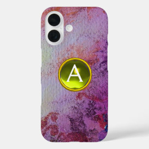 ABSTRACT GEM MONOGRAM paars geel iPhone 16 Hoesje
