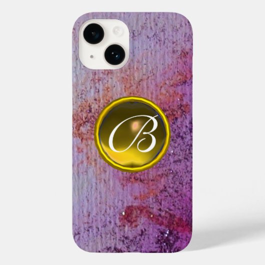 ABSTRACT GEM MONOGRAM paars geel Case-Mate iPhone Case (Achterkant)