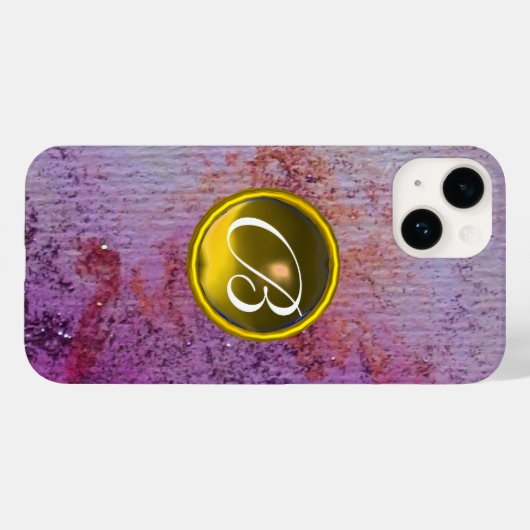 ABSTRACT GEM MONOGRAM paars geel Case-Mate iPhone Case (Achterkant (horizontaal))