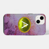 ABSTRACT GEM MONOGRAM paars geel iPhone Hoesje (Achterkant horizontaal)