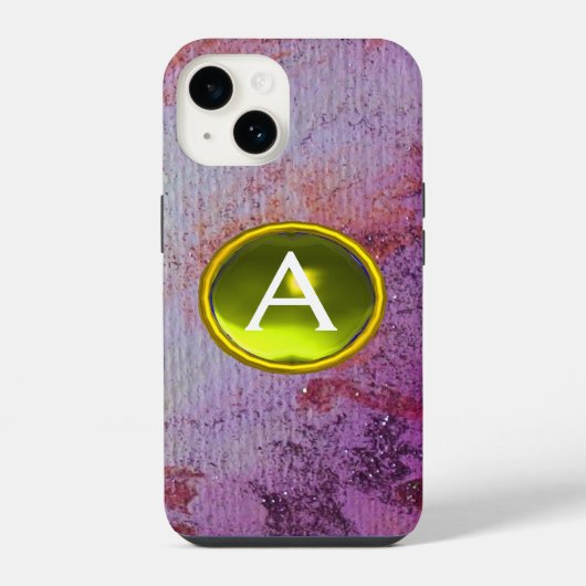 ABSTRACT GEM MONOGRAM paars geel iPhone Hoesje (Achterkant)