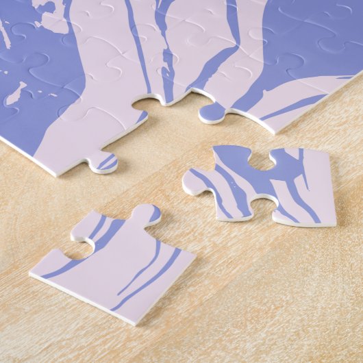 Abstract gemarmerd kunstwerk in lavendel en roze legpuzzel (Zijkant)