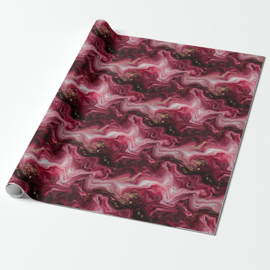 Abstract gemarmerd kunstwerk met Deep Red, Pink Cadeaupapier (Uitgerold)
