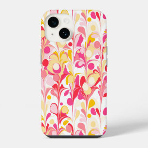 Abstract gemarmerd patroon roze iPhone 14 hoesje