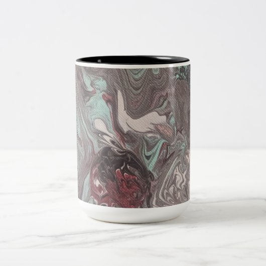 Abstract gemarmerd tweekleurige koffiemok (Center)