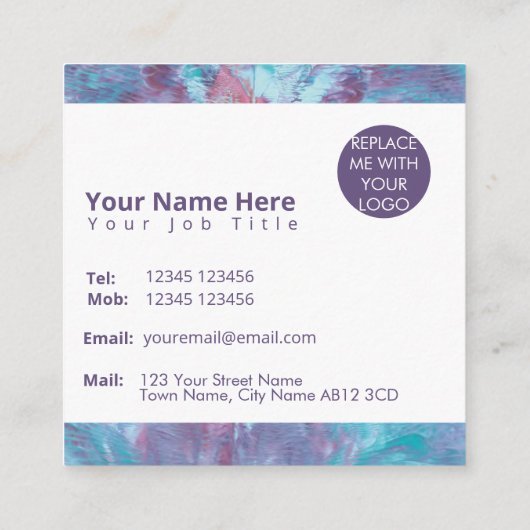 Abstract gemarmerde kleurstof, effect vierkante visitekaartje (Achterkant)