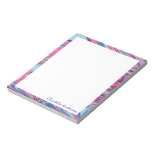 Abstract gemarmerde kunst in blauw en roze, gepers notitieblok