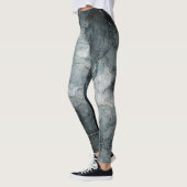 Abstract gemarmerde verf nevelig grijsblauwe moder leggings (Links)