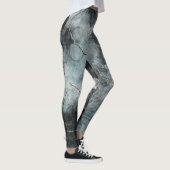 Abstract gemarmerde verf nevelig grijsblauwe moder leggings (Rechts)