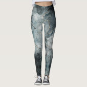 Abstract gemarmerde vervaagde grijze blauwe modern leggings (Voorkant)