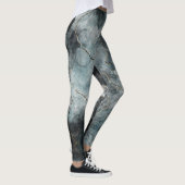Abstract gemarmerde vervaagde grijze blauwe modern leggings (Rechts)