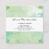 Abstract, gemengd, groen blauw medium vierkante visitekaartje (Achterkant)