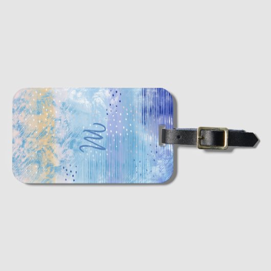 Abstract Gemengde Media Blauw Turquoise Geel Bagagelabel (Voorkant (horizontaal))