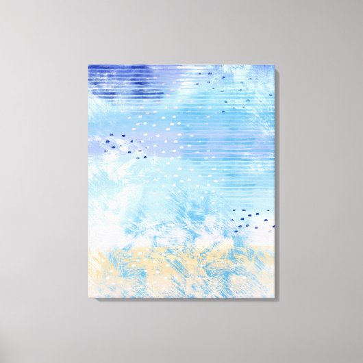 Abstract Gemengde Media Blauw Turquoise Geel Canvas Afdruk (Voorkant)