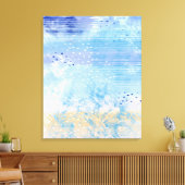 Abstract Gemengde Media Blauw Turquoise Geel Canvas Afdruk (Insitu (Woonkamer))