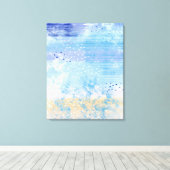 Abstract Gemengde Media Blauw Turquoise Geel Canvas Afdruk (Insitu (Houten vloer))