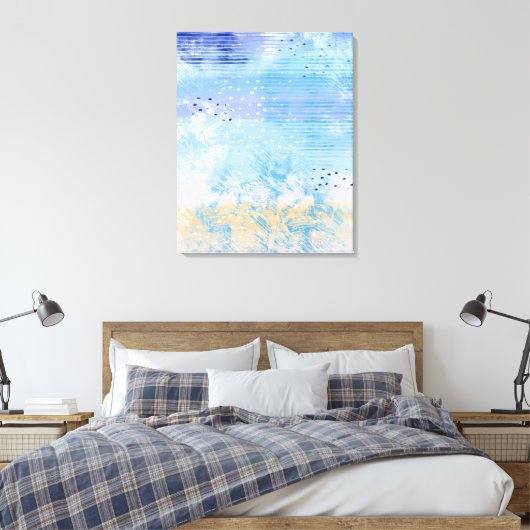 Abstract Gemengde Media Blauw Turquoise Geel Canvas Afdruk (Insitu (Slaapkamer))