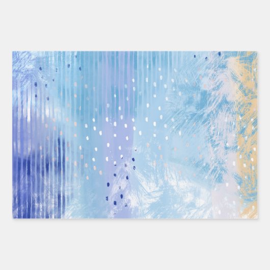 Abstract Gemengde Media Blauw Turquoise Geel Inpakpapier Vel (Voorkant 3)