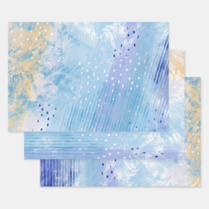 Abstract Gemengde Media Blauw Turquoise Geel Inpakpapier Vel