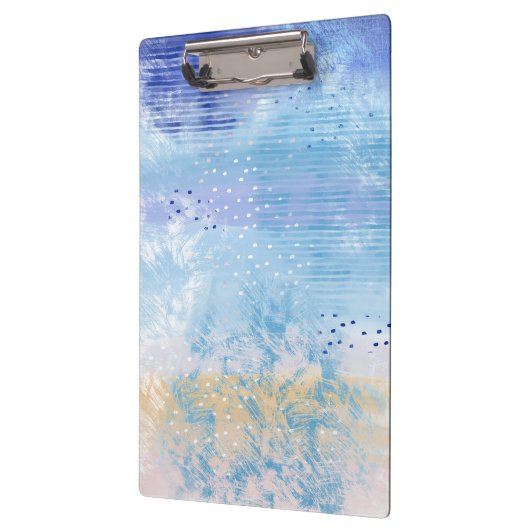 Abstract Gemengde Media Blauw Turquoise Geel Klembord (Links)