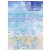 Abstract Gemengde Media Blauw Turquoise Geel Klembord (Achterkant)