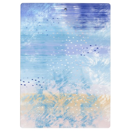 Abstract Gemengde Media Blauw Turquoise Geel Klembord (Achterkant)