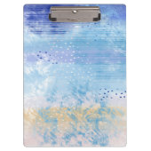 Abstract Gemengde Media Blauw Turquoise Geel Klembord (Voorkant)