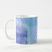 Abstract gemengde media blauw turquoise geel koffiemok (Links)