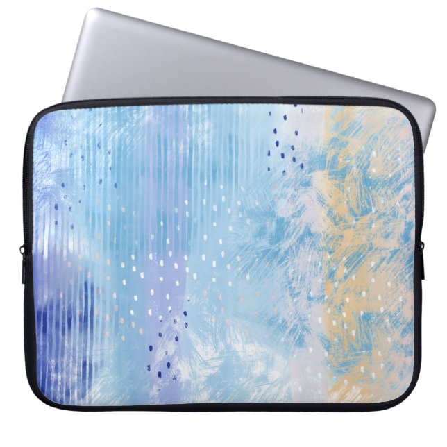 Abstract Gemengde Media Blauw Turquoise Geel Laptop Sleeve (Voorkant)