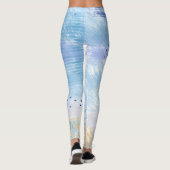 Abstract Gemengde Media Blauw Turquoise Geel Leggings (Achterkant)