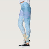Abstract Gemengde Media Blauw Turquoise Geel Leggings (Links)