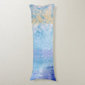 Abstract Gemengde Media Blauw Turquoise Geel Lichaamskussen (Voorkant Verticaal)