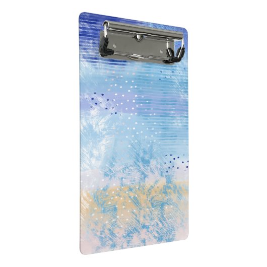 Abstract Gemengde Media Blauw Turquoise Geel Mini Klembord (Schuin)