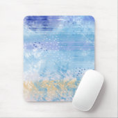 Abstract Gemengde Media Blauw Turquoise Geel Muismat (Met muis)