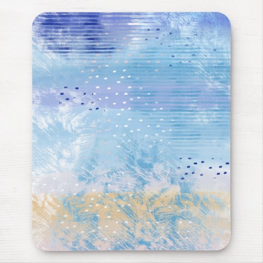 Abstract Gemengde Media Blauw Turquoise Geel Muismat (Voorkant)