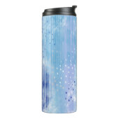 Abstract gemengde media blauw turquoise geel thermosbeker (Gedraaid links)