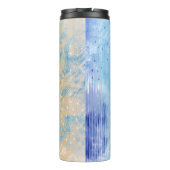 Abstract gemengde media blauw turquoise geel thermosbeker (Achterkant)