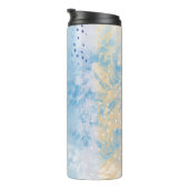 Abstract gemengde media blauw turquoise geel thermosbeker (Geroteerd rechts)