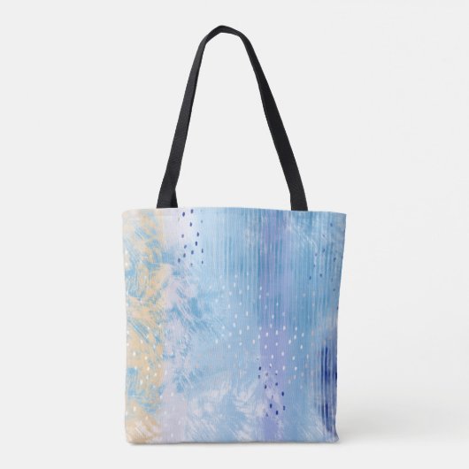 Abstract Gemengde Media Blauw Turquoise Geel Tote Bag (Achterkant)