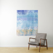 Abstract Gemengde Media Blauw Turquoise Geel Wandkleed (In situ)