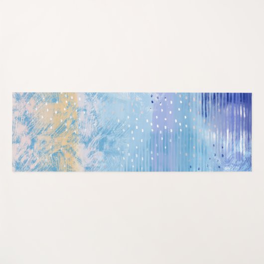 Abstract Gemengde Media Blauw Turquoise Geel Yogamat (Voorkant (horizontaal))