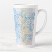 Abstract gemengde techniek blauw turquoise geel latte mok (Rechts)
