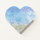 Abstract gemengde techniek blauw turquoise geel notitieboek (Achterkant)